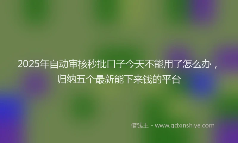 2025年自动审核秒批口子今天不能用了怎么办，归纳五个最新能下来钱的平台