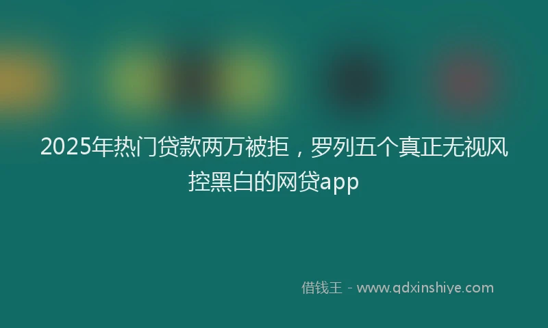 2025年热门贷款两万被拒，罗列五个真正无视风控黑白的网贷app