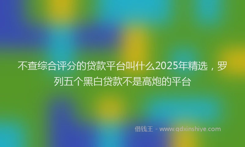 不查综合评分的贷款平台叫什么2025年精选，罗列五个黑白贷款不是高炮的平台