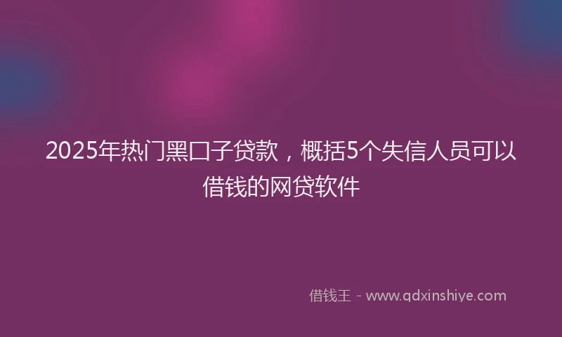 2025年热门黑囗子贷款，概括5个失信人员可以借钱的网贷软件