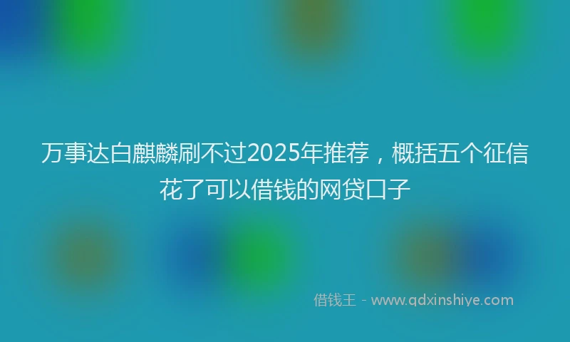万事达白麒麟刷不过2025年推荐，概括五个征信花了可以借钱的网贷口子