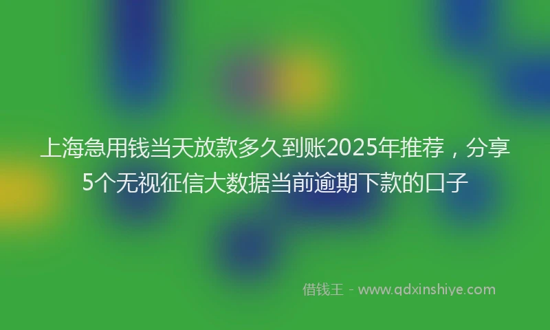 上海急用钱当天放款多久到账2025年推荐，分享5个无视征信大数据当前逾期下款的口子