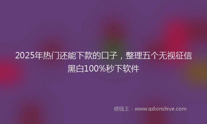 2025年热门还能下款的口子，整理五个无视征信黑白100%秒下软件