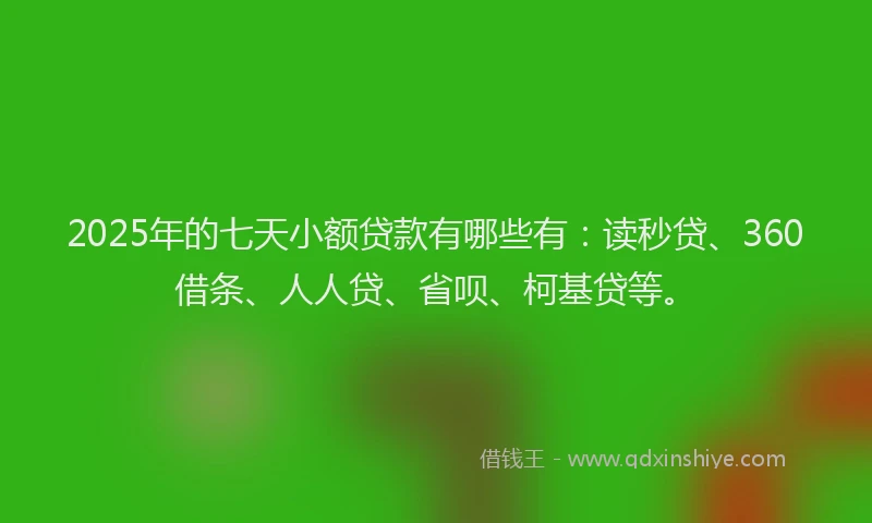 2025年的七天小额贷款有哪些有：读秒贷、360借条、人人贷、省呗、柯基贷等。