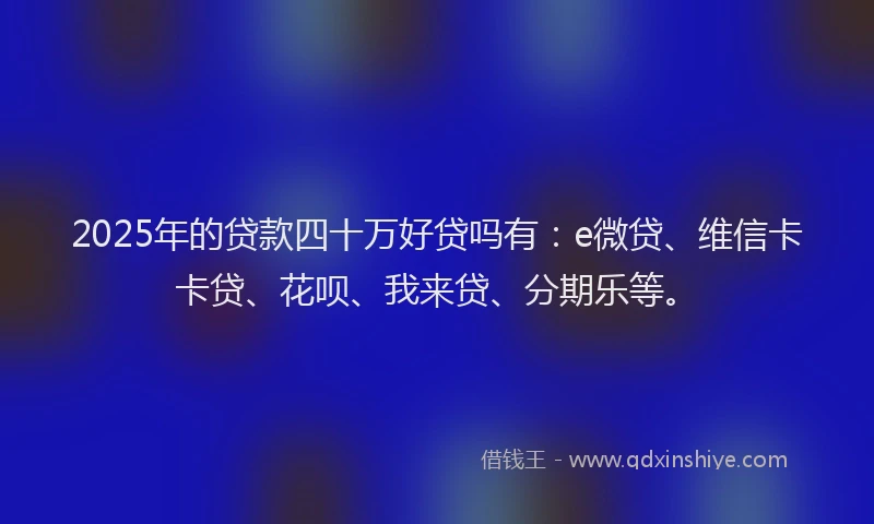 2025年的贷款四十万好贷吗有：e微贷、维信卡卡贷、花呗、我来贷、分期乐等。