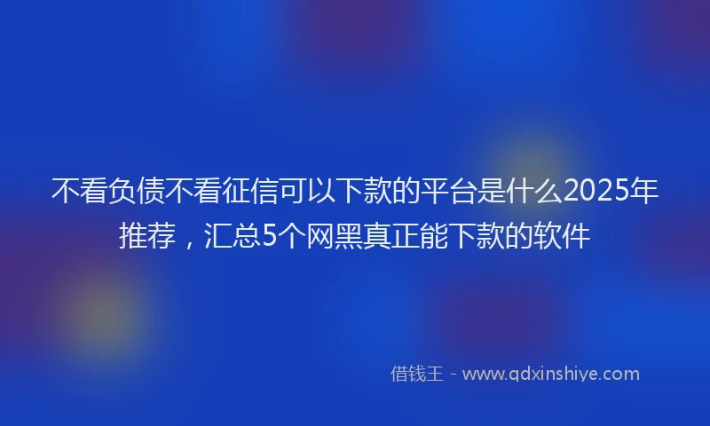 不看负债不看征信可以下款的平台是什么2025年推荐，汇总5个网黑真正能下款的软件