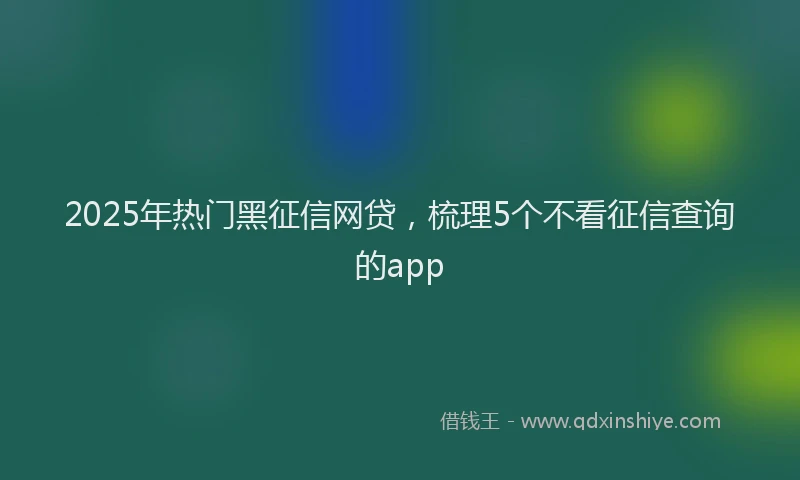 2025年热门黑征信网贷，梳理5个不看征信查询的app
