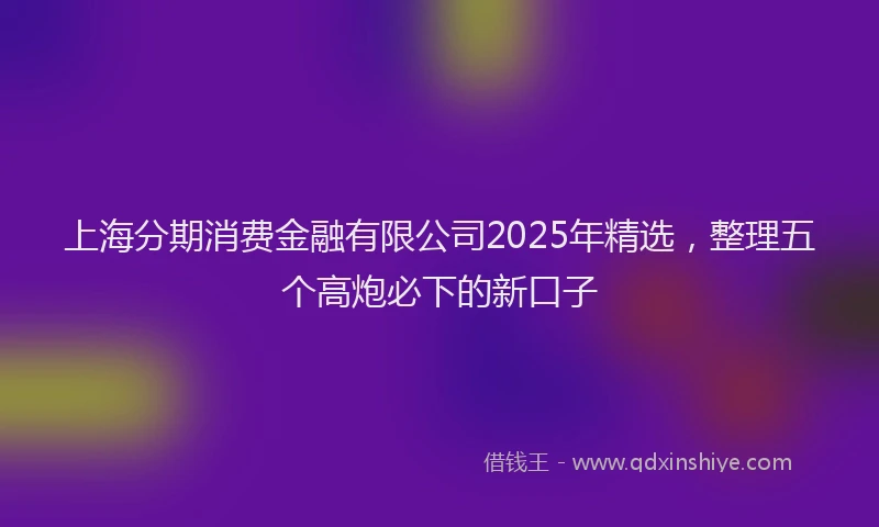 上海分期消费金融有限公司2025年精选，整理五个高炮必下的新口子