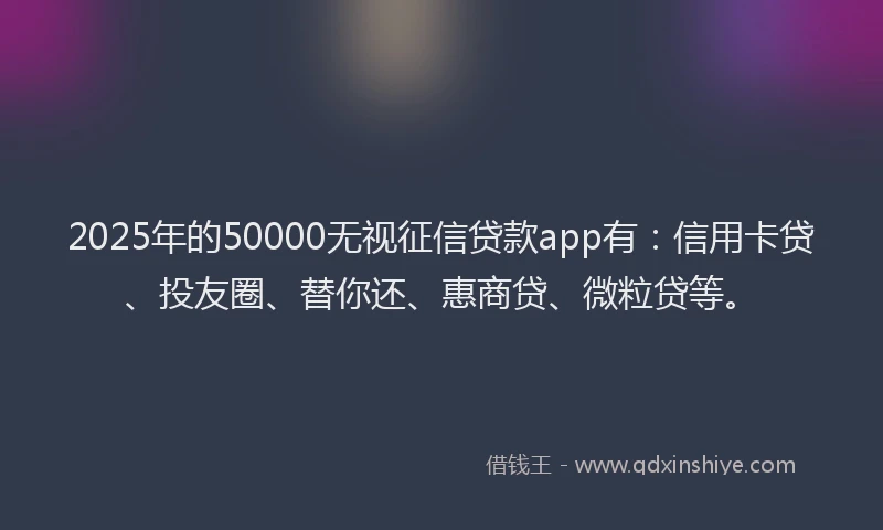 2025年的50000无视征信贷款app有：信用卡贷、投友圈、替你还、惠商贷、微粒贷等。