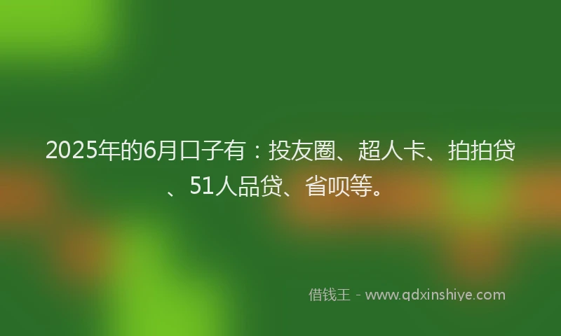 2025年的6月口子有：投友圈、超人卡、拍拍贷、51人品贷、省呗等。