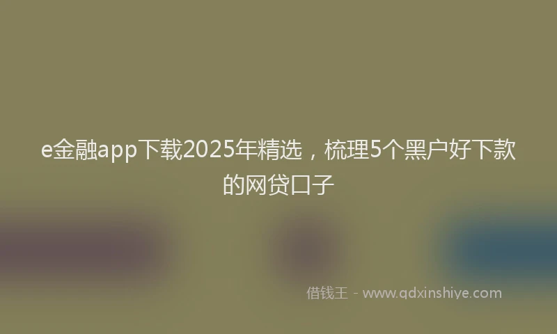 e金融app下载2025年精选，梳理5个黑户好下款的网贷口子