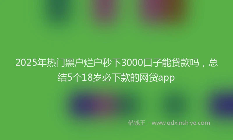 2025年热门黑户烂户秒下3000口子能贷款吗，总结5个18岁必下款的网贷app