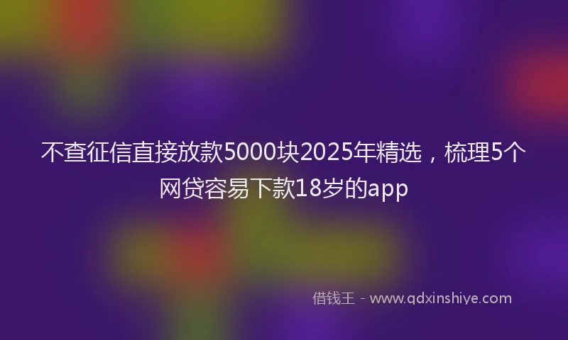 不查征信直接放款5000块2025年精选，梳理5个网贷容易下款18岁的app