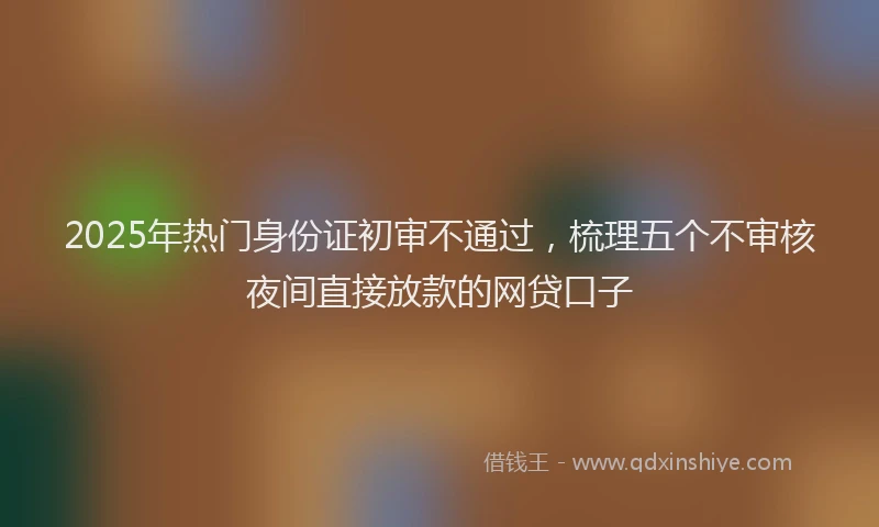 2025年热门身份证初审不通过，梳理五个不审核夜间直接放款的网贷口子
