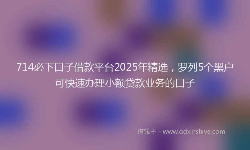 714必下口子借款平台2025年精选，罗列5个黑户可快速办理小额贷款业务的口子