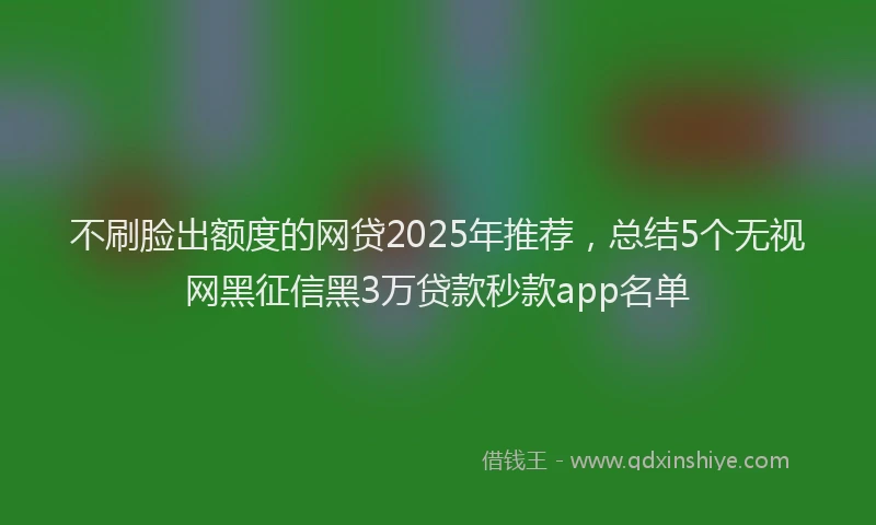不刷脸出额度的网贷2025年推荐，总结5个无视网黑征信黑3万贷款秒款app名单