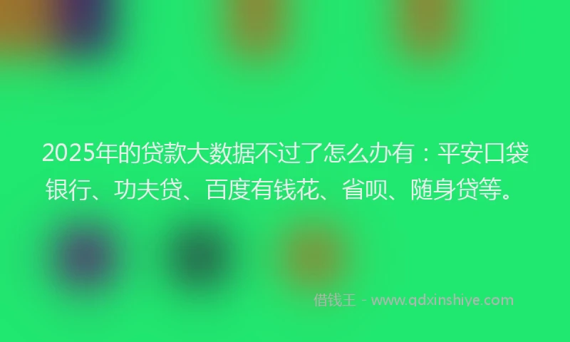 2025年的贷款大数据不过了怎么办有：平安口袋银行、功夫贷、百度有钱花、省呗、随身贷等。