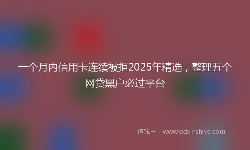 一个月内信用卡连续被拒2025年精选，整理五个网贷黑户必过平台