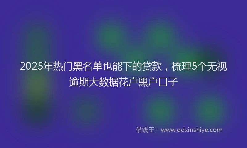 2025年热门黑名单也能下的贷款，梳理5个无视逾期大数据花户黑户口子