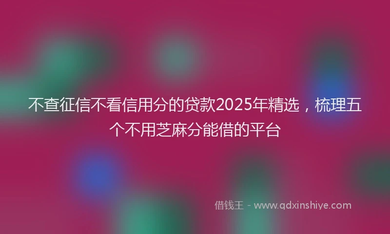 不查征信不看信用分的贷款2025年精选，梳理五个不用芝麻分能借的平台