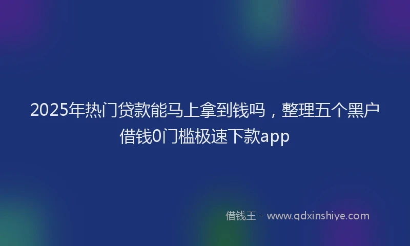 2025年热门贷款能马上拿到钱吗，整理五个黑户借钱0门槛极速下款app