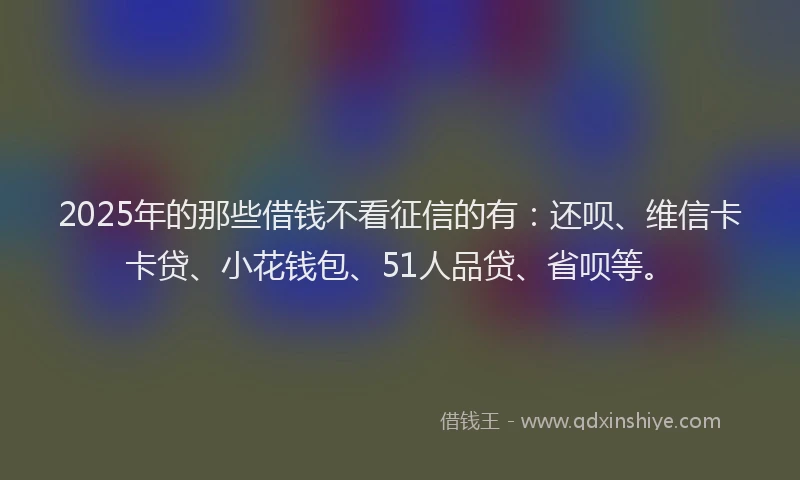2025年的那些借钱不看征信的有：还呗、维信卡卡贷、小花钱包、51人品贷、省呗等。