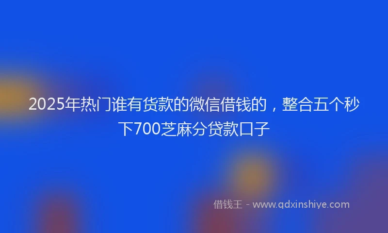 2025年热门谁有货款的微信借钱的，整合五个秒下700芝麻分贷款口子