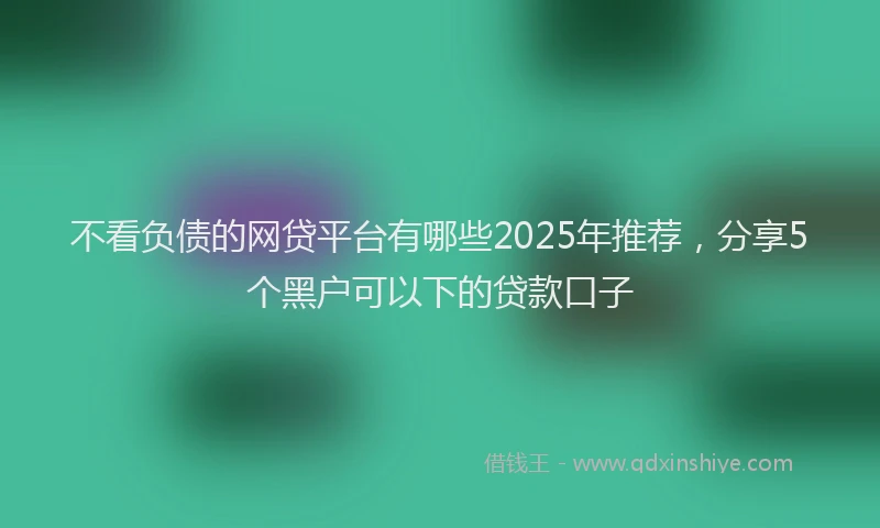 不看负债的网贷平台有哪些2025年推荐，分享5个黑户可以下的贷款口子