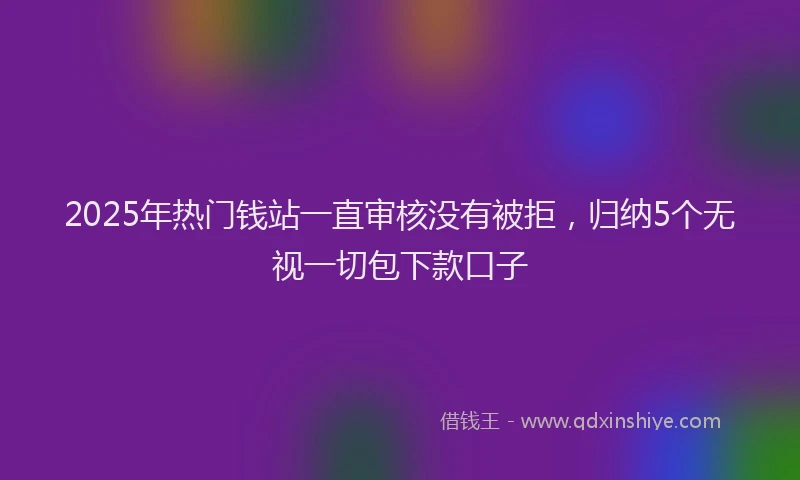 2025年热门钱站一直审核没有被拒，归纳5个无视一切包下款口子