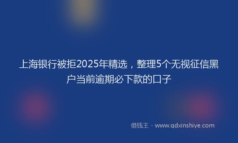 上海银行被拒2025年精选，整理5个无视征信黑户当前逾期必下款的口子