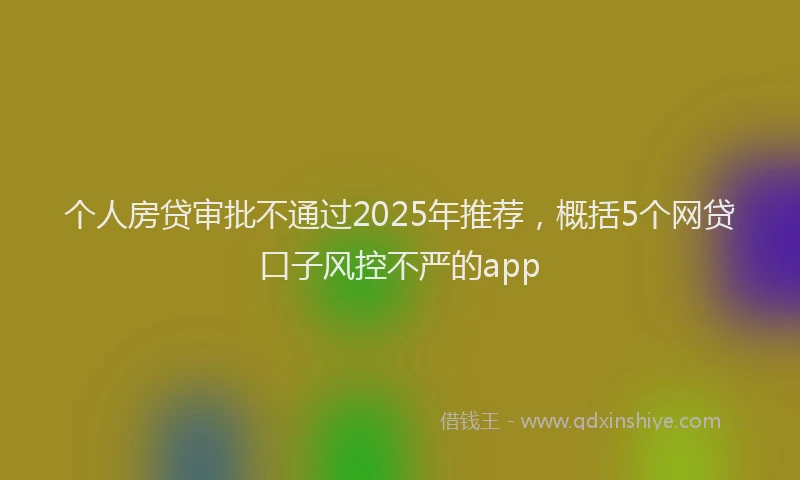 个人房贷审批不通过2025年推荐，概括5个网贷口子风控不严的app