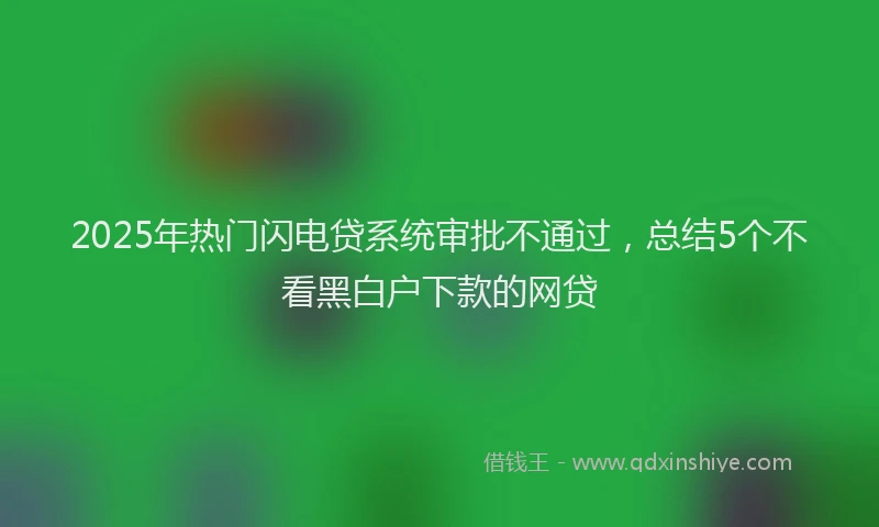 2025年热门闪电贷系统审批不通过，总结5个不看黑白户下款的网贷
