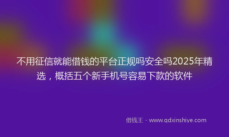 不用征信就能借钱的平台正规吗安全吗2025年精选，概括五个新手机号容易下款的软件