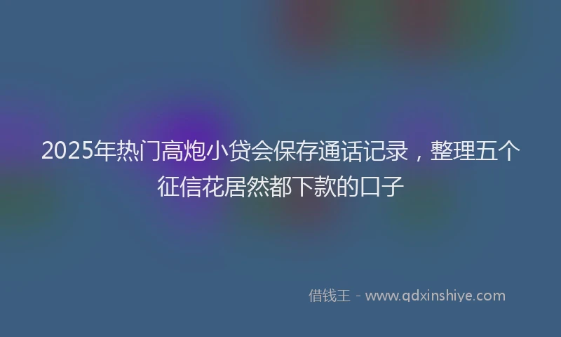 2025年热门高炮小贷会保存通话记录，整理五个征信花居然都下款的口子