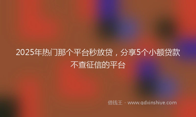 2025年热门那个平台秒放贷，分享5个小额贷款不查征信的平台
