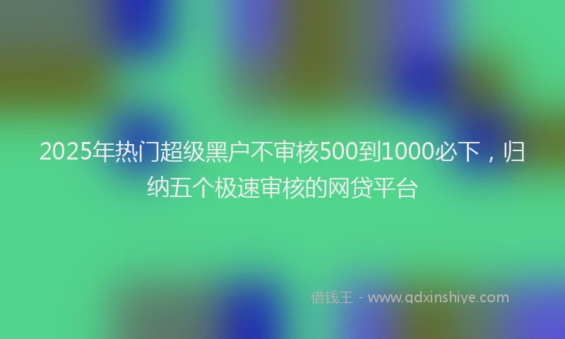 2025年热门超级黑户不审核500到1000必下，归纳五个极速审核的网贷平台