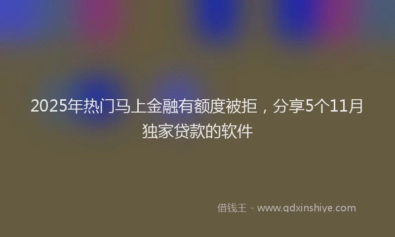 2025年热门马上金融有额度被拒，分享5个11月独家贷款的软件