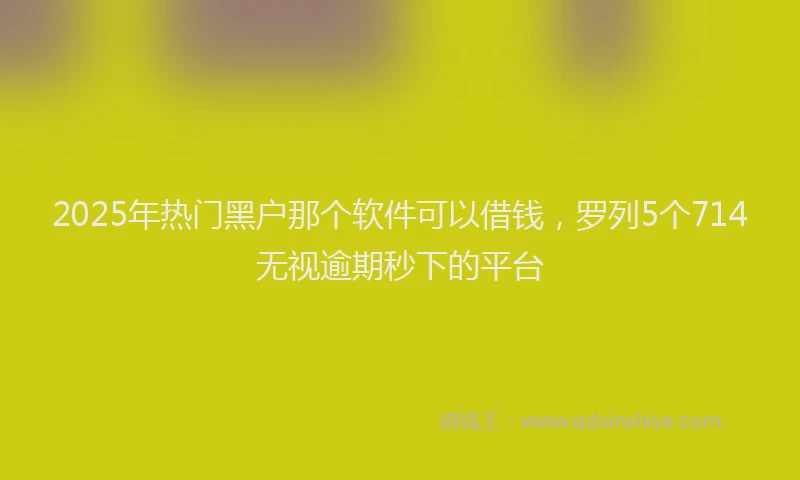 2025年热门黑户那个软件可以借钱，罗列5个714无视逾期秒下的平台