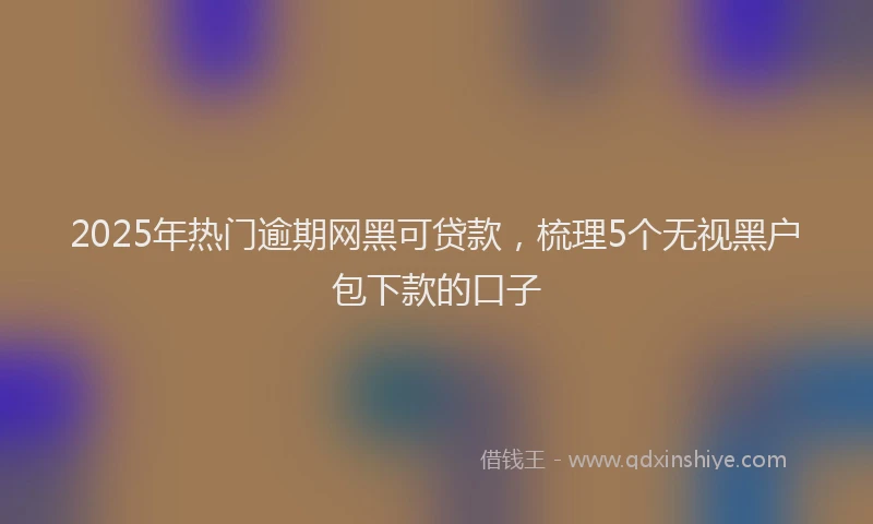 2025年热门逾期网黑可贷款，梳理5个无视黑户包下款的口子
