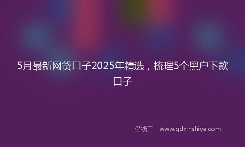 5月最新网贷口子2025年精选，梳理5个黑户下款口子