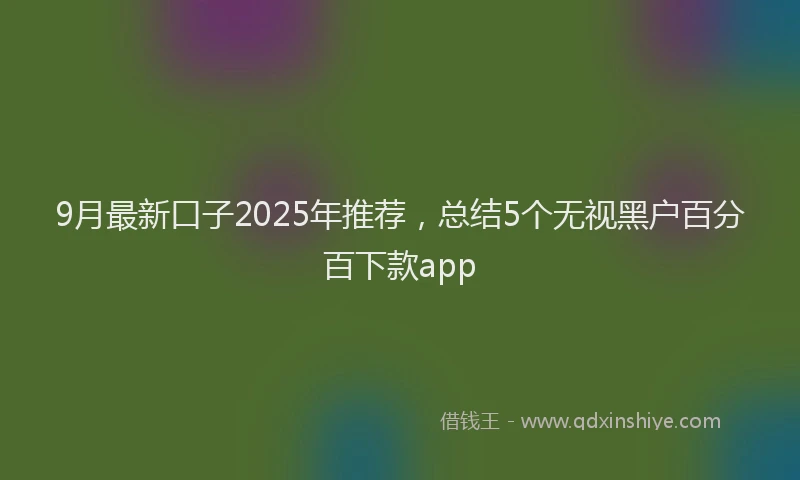 9月最新口子2025年推荐，总结5个无视黑户百分百下款app