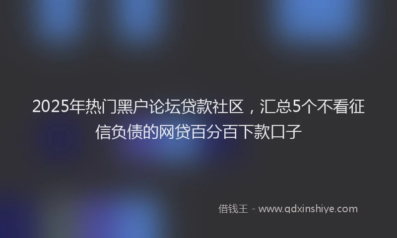 2025年热门黑户论坛贷款社区，汇总5个不看征信负债的网贷百分百下款口子