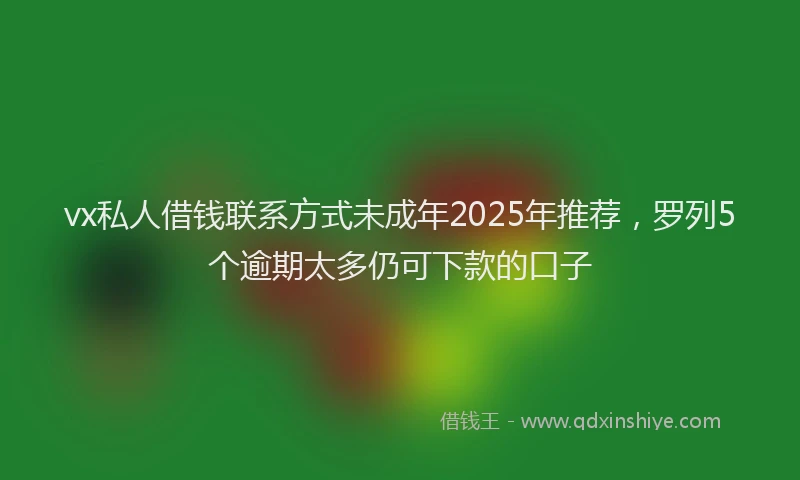 vx私人借钱联系方式未成年2025年推荐，罗列5个逾期太多仍可下款的口子