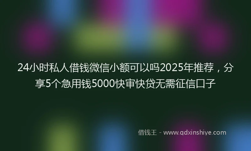 24小时私人借钱微信小额可以吗2025年推荐，分享5个急用钱5000快审快贷无需征信口子