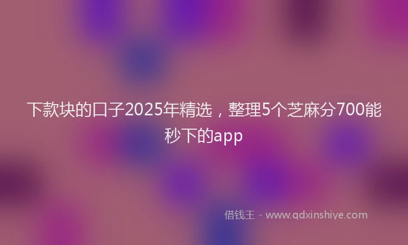 下款块的口子2025年精选，整理5个芝麻分700能秒下的app