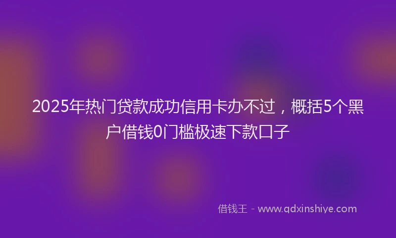 2025年热门贷款成功信用卡办不过，概括5个黑户借钱0门槛极速下款口子