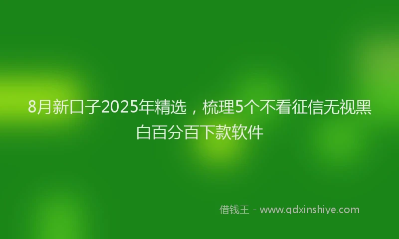 8月新口子2025年精选，梳理5个不看征信无视黑白百分百下款软件