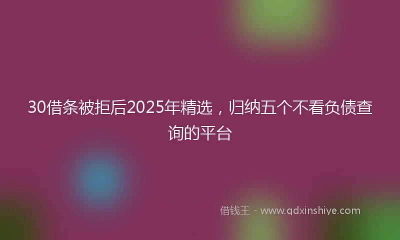 30借条被拒后2025年精选，归纳五个不看负债查询的平台