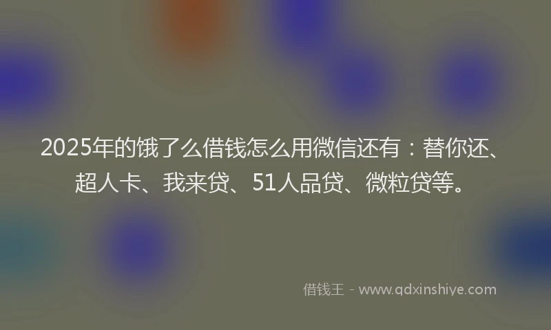 2025年的饿了么借钱怎么用微信还有：替你还、超人卡、我来贷、51人品贷、微粒贷等。