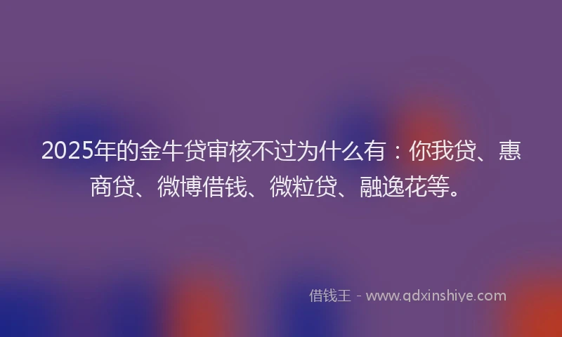 2025年的金牛贷审核不过为什么有：你我贷、惠商贷、微博借钱、微粒贷、融逸花等。